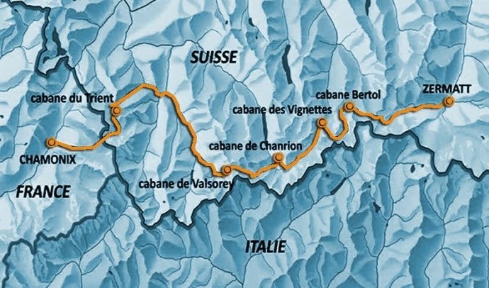 Haute Route mapa