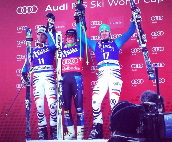 Pobednički trojac na podijumu u Adelbodenu